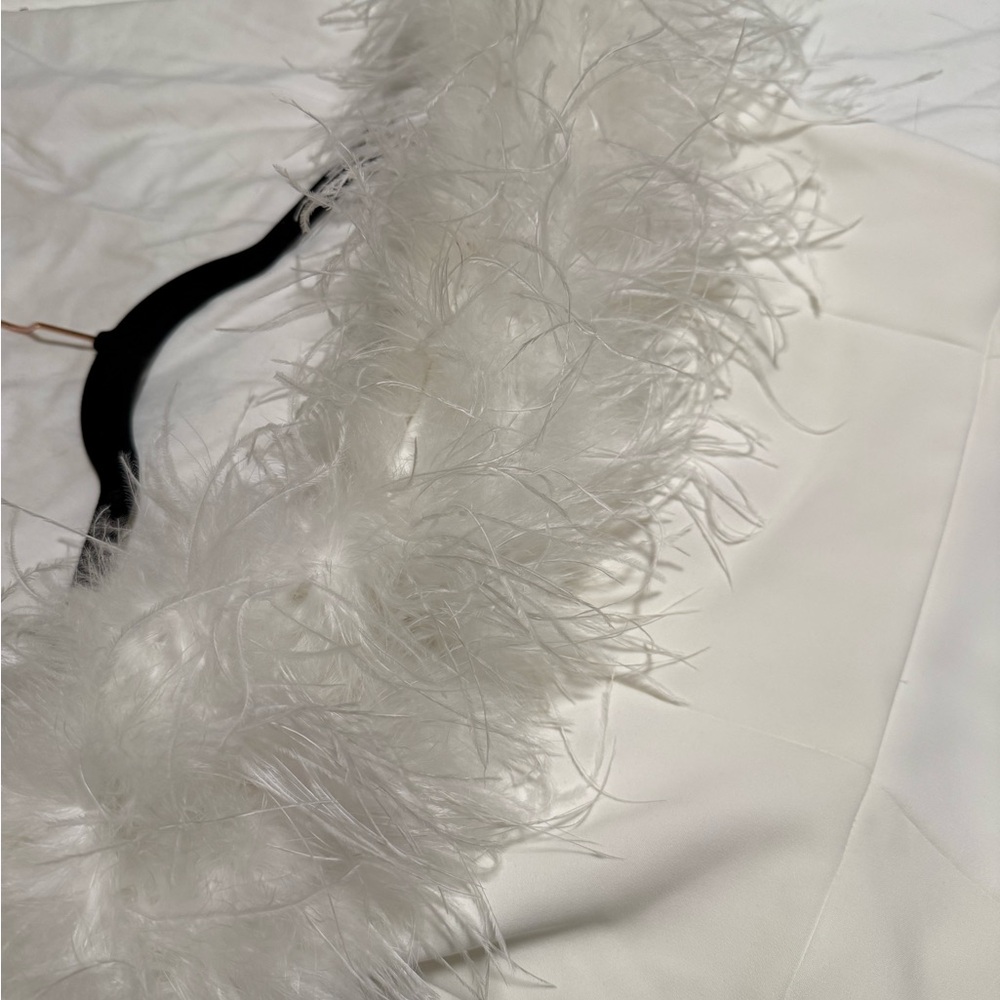 Club L London Off Shoulder White Feather Dress - Picture 4 of 11